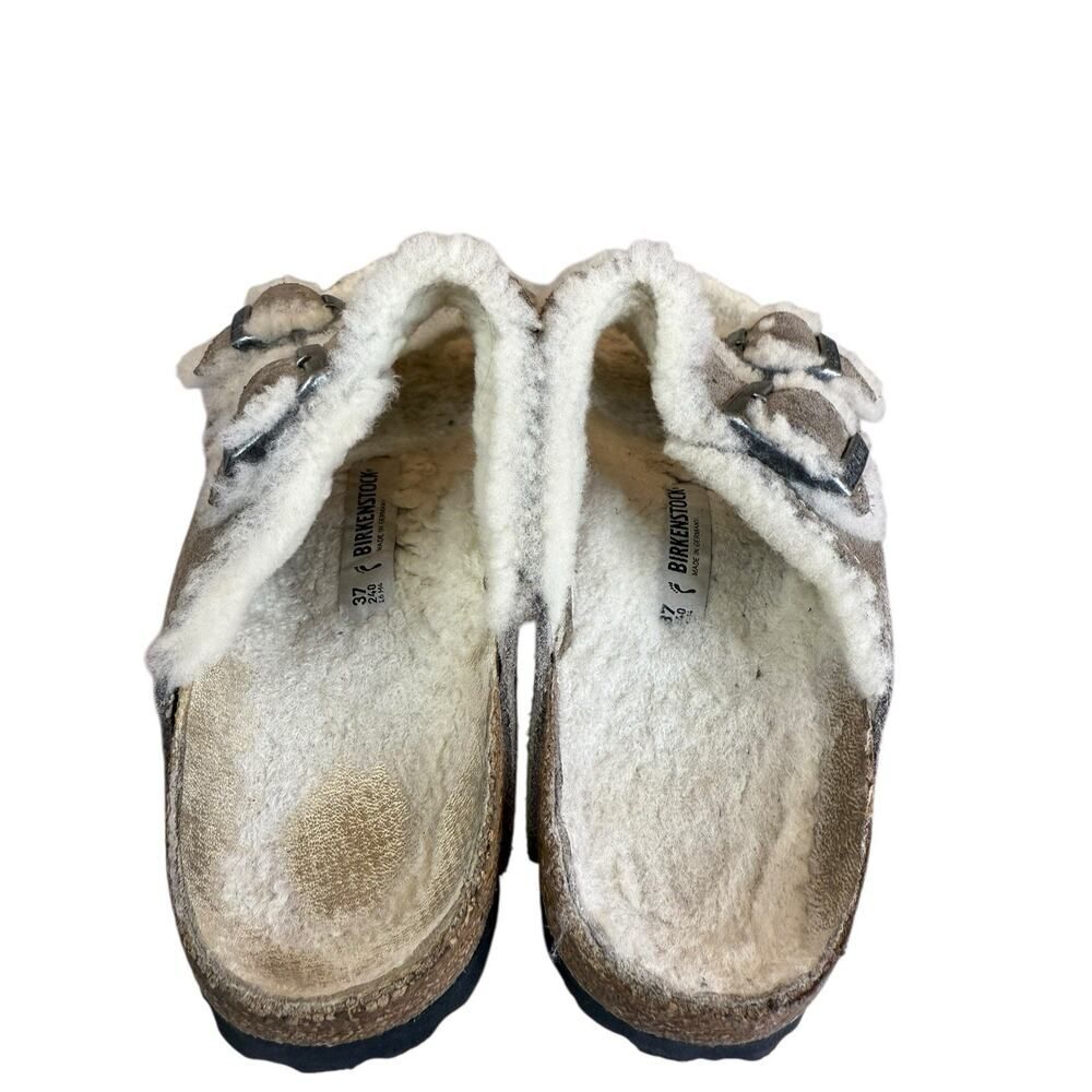 Birkenstock Arizona Shearling Suede Slide Sandals Gray Size 37 – Made in Germany - Picture 6 of 11